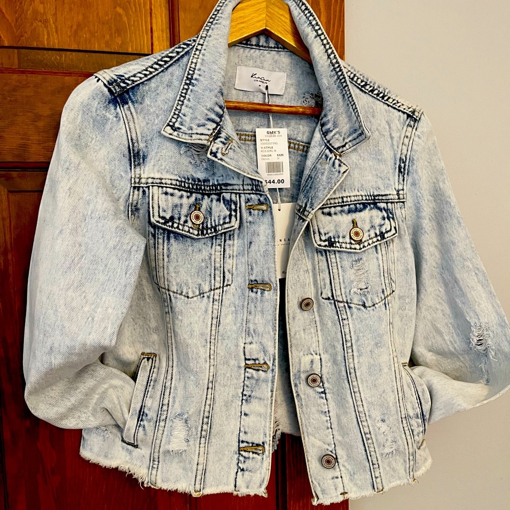 Womens Medium white washed denim jacket
